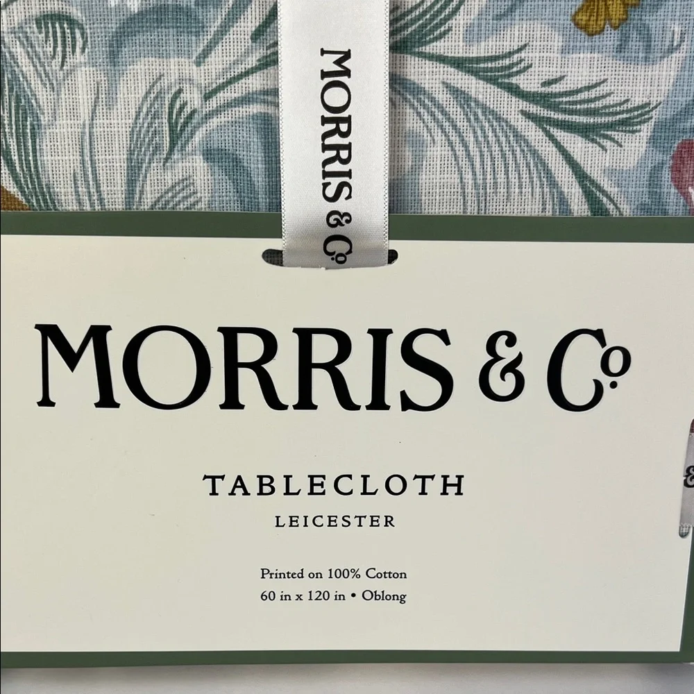 William MORRIS Co Tablecloth Leicester Blue Floral Spring Cotton 60 X 120 NEW